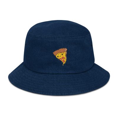 Artist Ello, Design: Stitched Pizza embroidered Denim bucket hat
